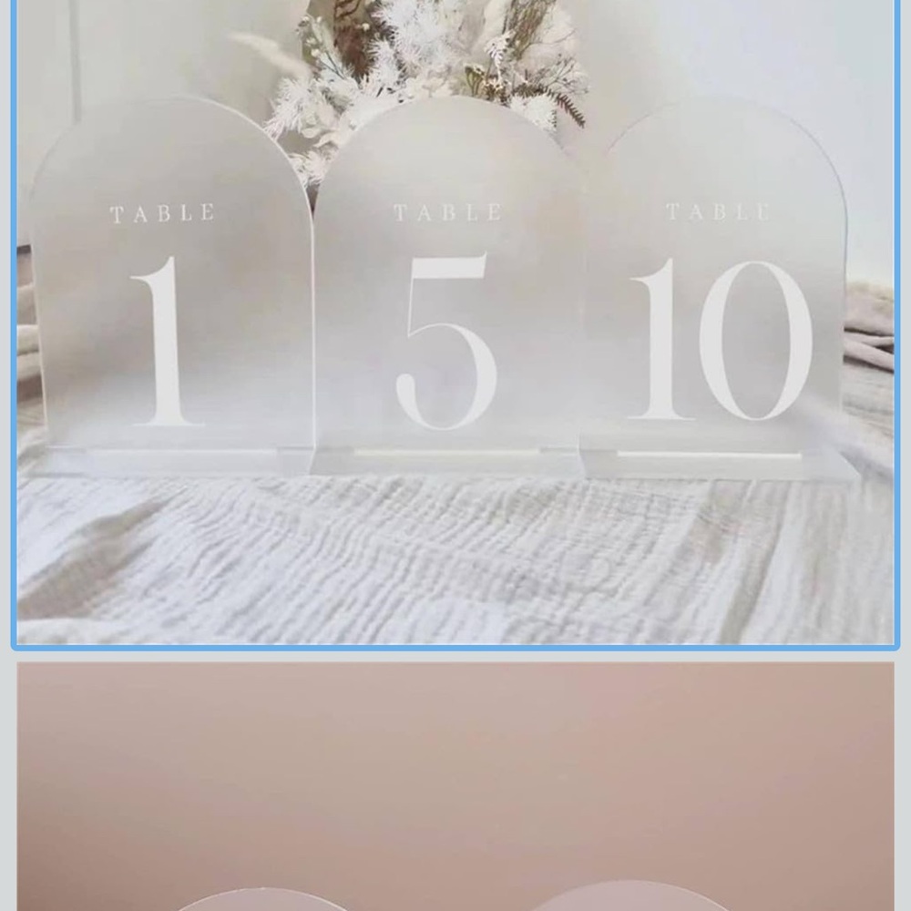 Frosted Acrylic Table Number Signs - Set of 10